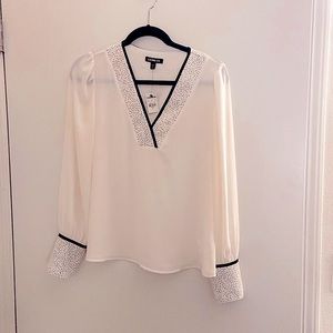 NWT Express Polka Dot Trim Cuff Sleeve Blouse